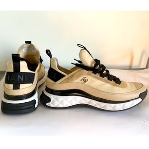 Chanel Velvet Calfskin & Mixed Fibers Sneaker 'Beige'